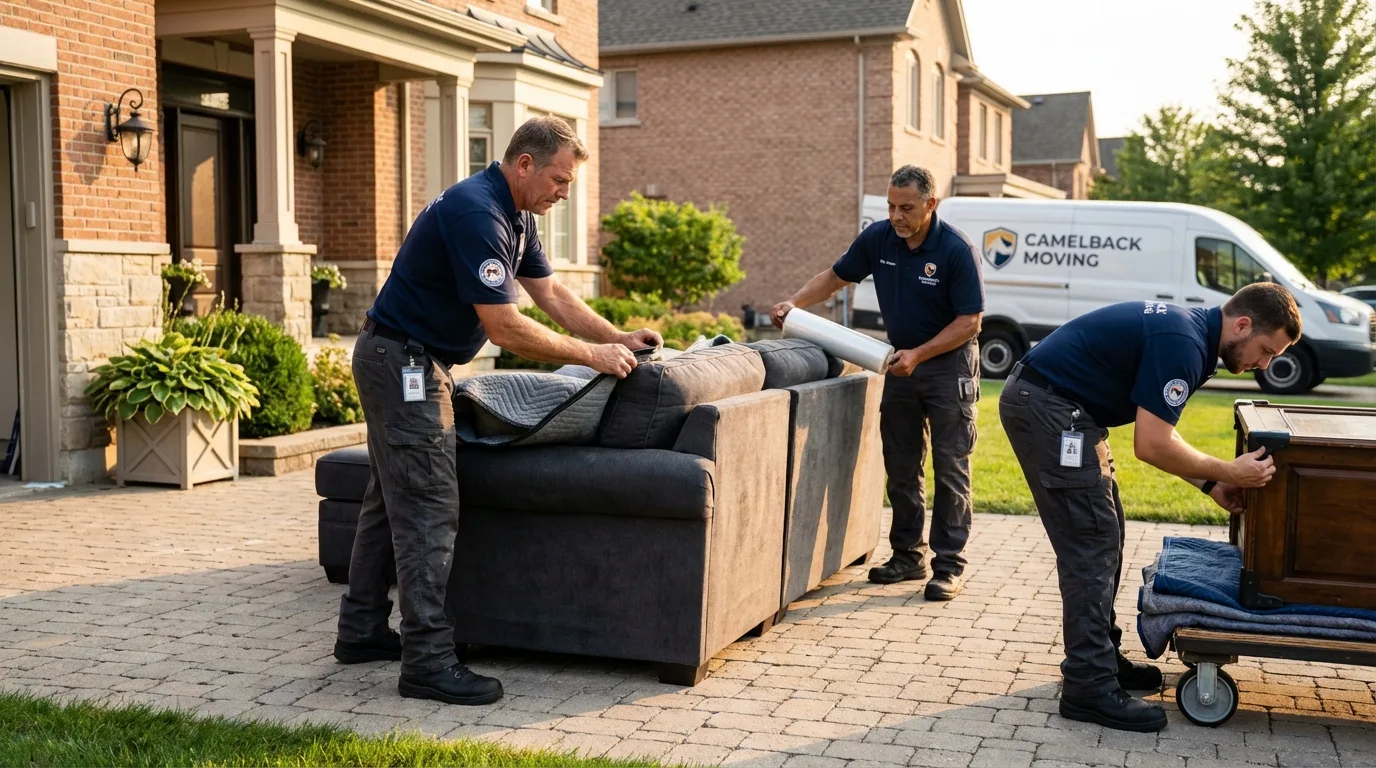 Large estate moving crew wrapping furniture in Placitas, NM