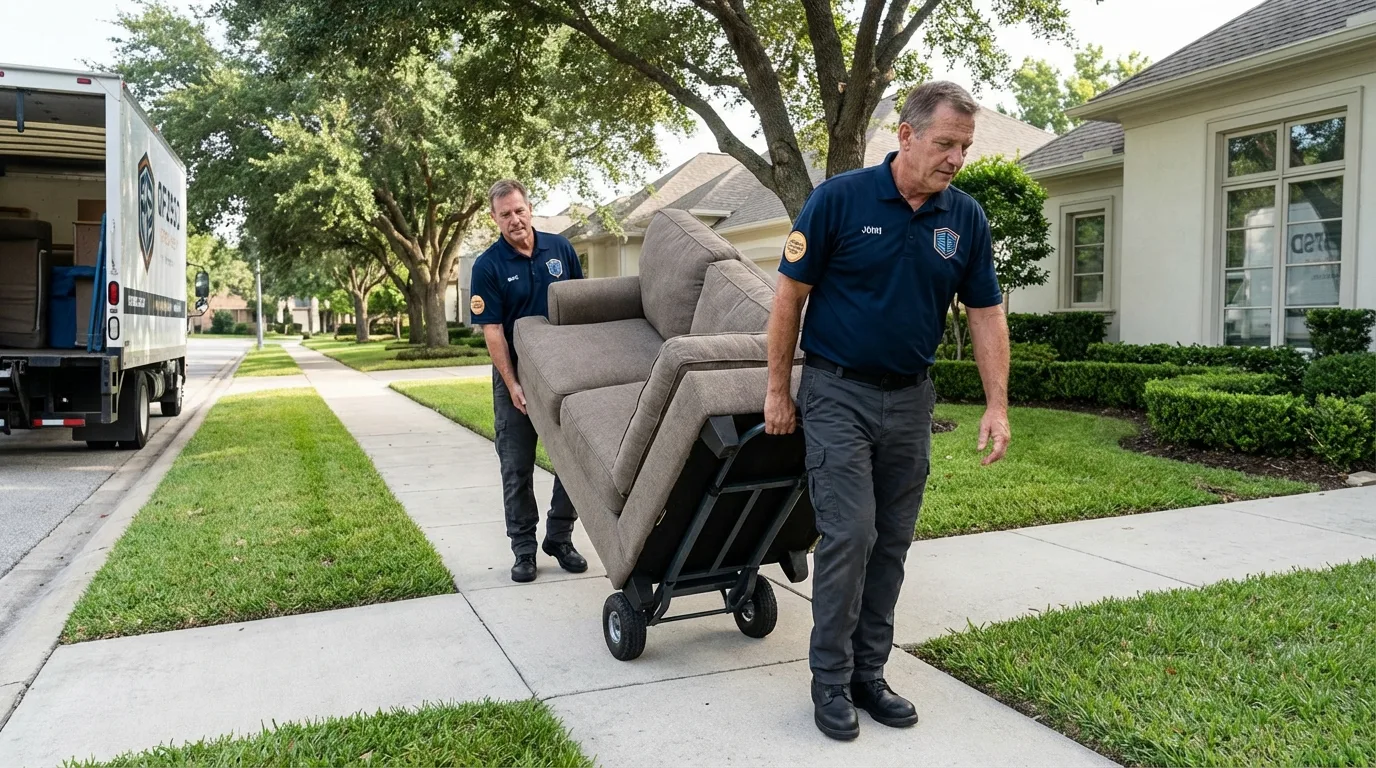 Local residential moving crew loading furniture in Placitas, NM